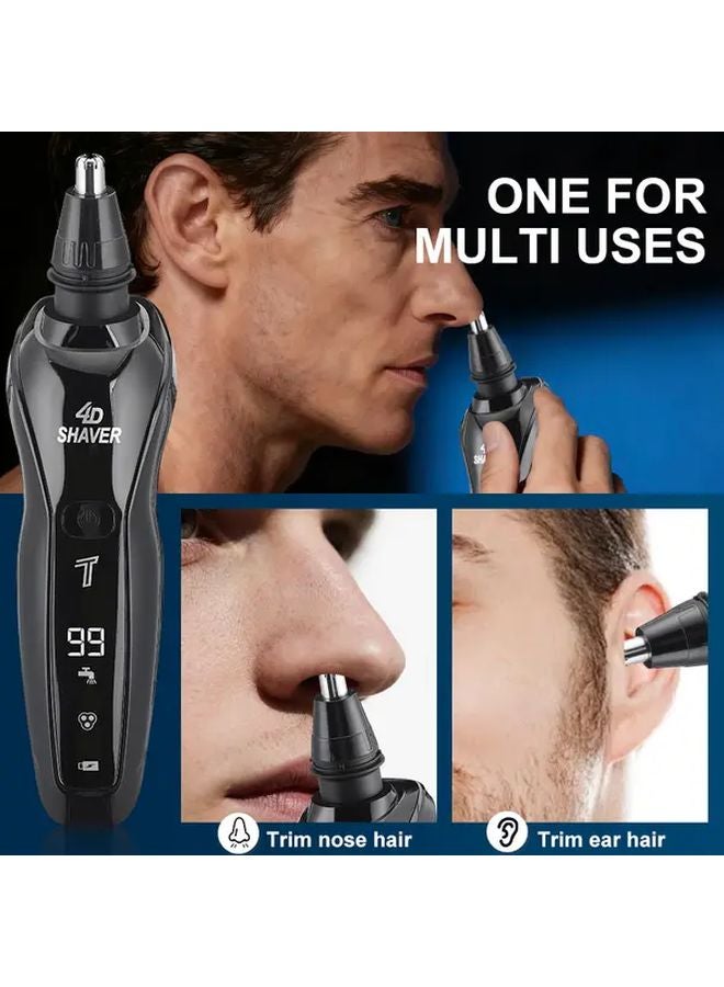 Black Mens Rotary 3 Blade USB Electric Shaver With Digital Display And Nose Trimmer - Image 5